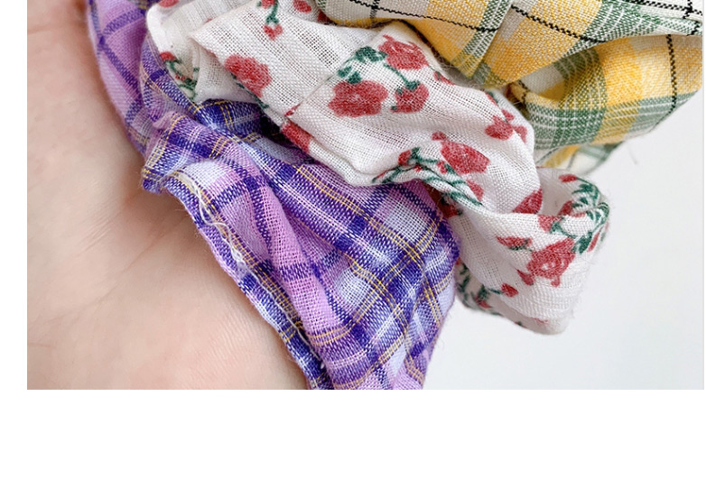 Fashion Mixed Color Three-piece Suit Flower Printed Plaid Fabric Large Intestine Ring Hair Rope,Kids Accessories