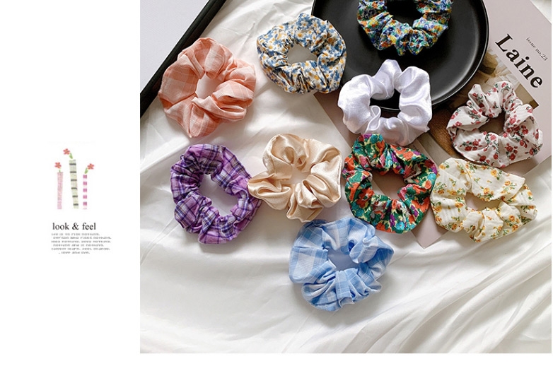 Fashion Four-piece Floral Lattice Flower Print Plaid Fabric Large Intestine Ring Hair Rope,Kids Accessories