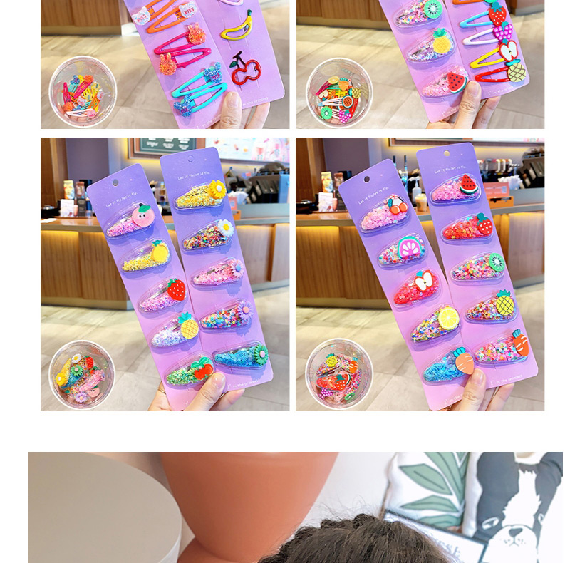 Fashion 23#little Bird Series 6 Piece Set Quicksand Resin Alloy Geometric Fruit Hairpin Set For Children,Kids Accessories