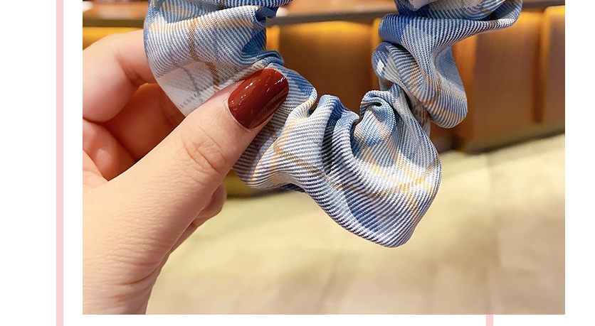 Fashion Light Blue Lattice Bow [hairpin] Childrens Large Intestine Circle Hair Rope Hairpin,Kids Accessories