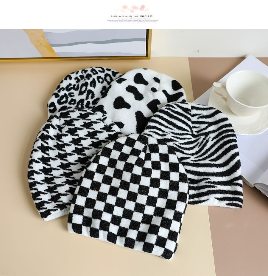Fashion Leopard Knitted Geometric Pattern Hat,Knitting Wool Hats