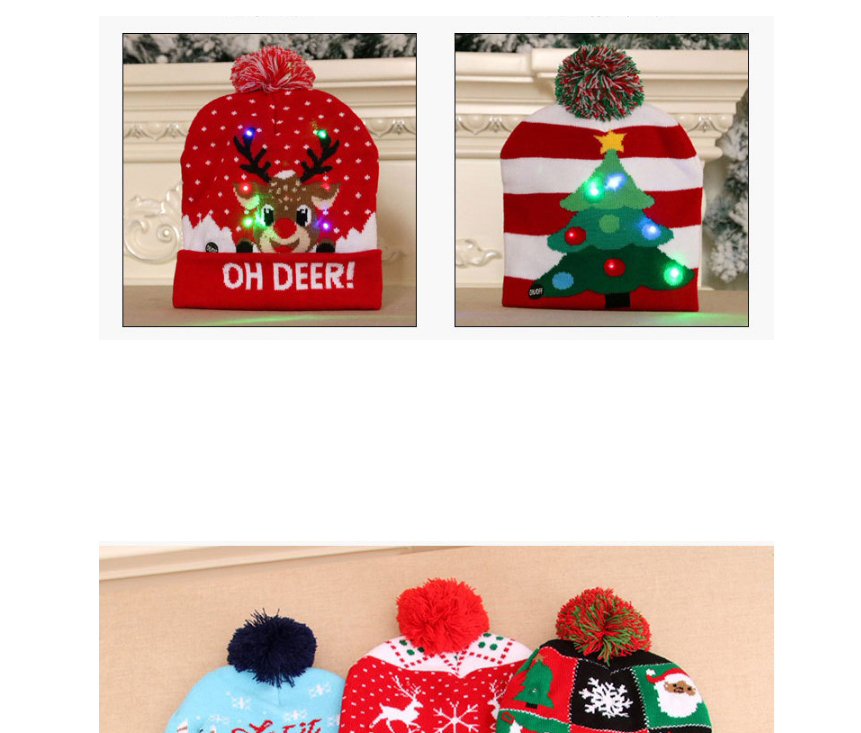 Fashion Dog Style (live) Christmas Printed Woolen Ball Knitted Luminous Cap  Wool,Beanies&Others