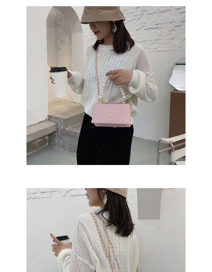 Fashion Pink Chain Love Pearl Flap Crossbody Shoulder Bag,Messenger bags
