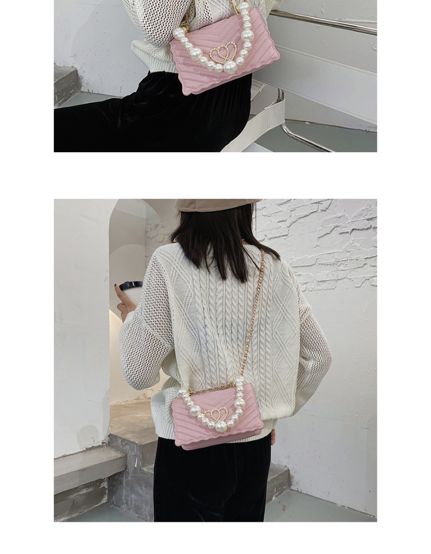 Fashion Pink Chain Love Pearl Flap Crossbody Shoulder Bag,Messenger bags