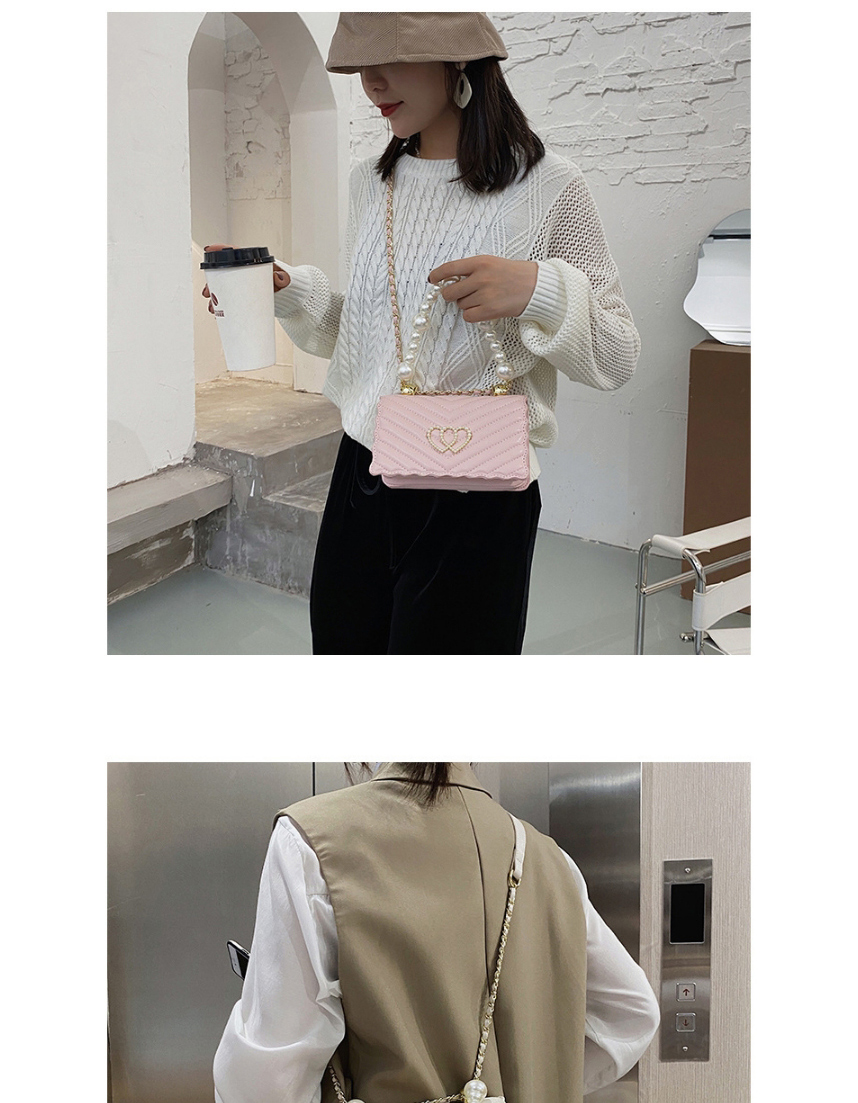 Fashion Black Chain Love Pearl Flap Crossbody Shoulder Bag,Messenger bags