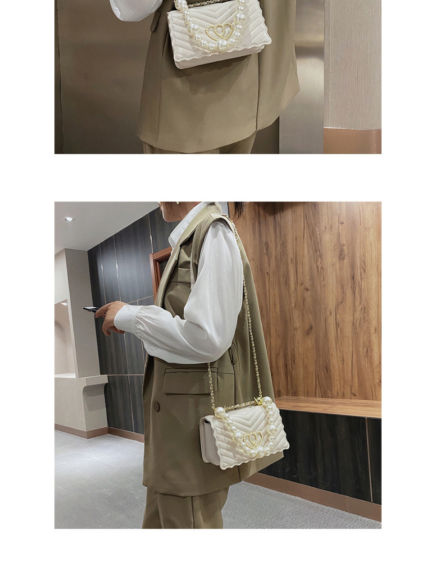 Fashion White Chain Love Pearl Flap Crossbody Shoulder Bag,Messenger bags