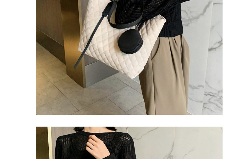 Fashion Brown Embroidered Rhombus Large Capacity Shoulder Bag,Messenger bags