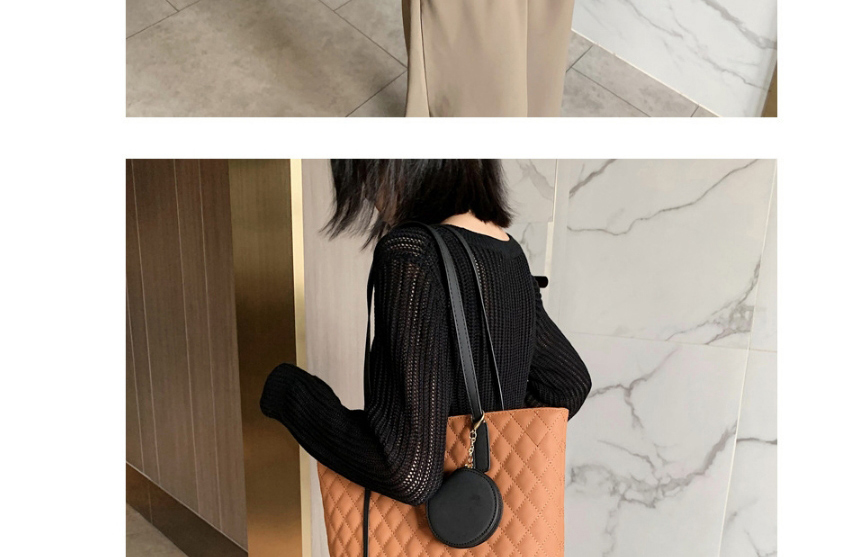 Fashion Black Embroidered Rhombus Large Capacity Shoulder Bag,Messenger bags