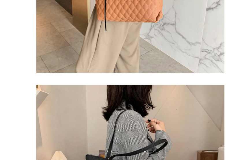 Fashion Brown Embroidered Rhombus Large Capacity Shoulder Bag,Messenger bags