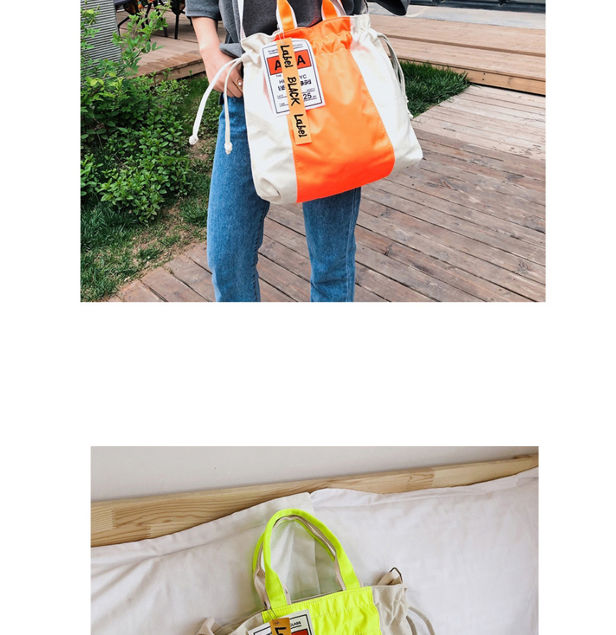 Fashion Orange Canvas Contrast Drawstring Crossbody Shoulder Bag,Messenger bags