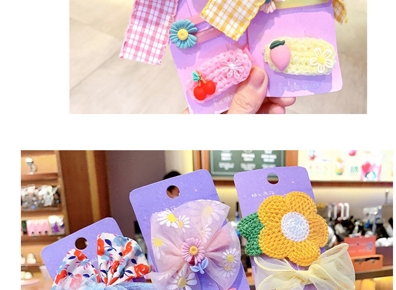 Fashion Orange Flowers [5 Piece Set] Bowknot Flower Resin Fabric Alloy Childrens Hairpin Set,Kids Accessories