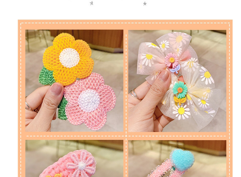 Fashion Orange Flowers [5 Piece Set] Bowknot Flower Resin Fabric Alloy Childrens Hairpin Set,Kids Accessories