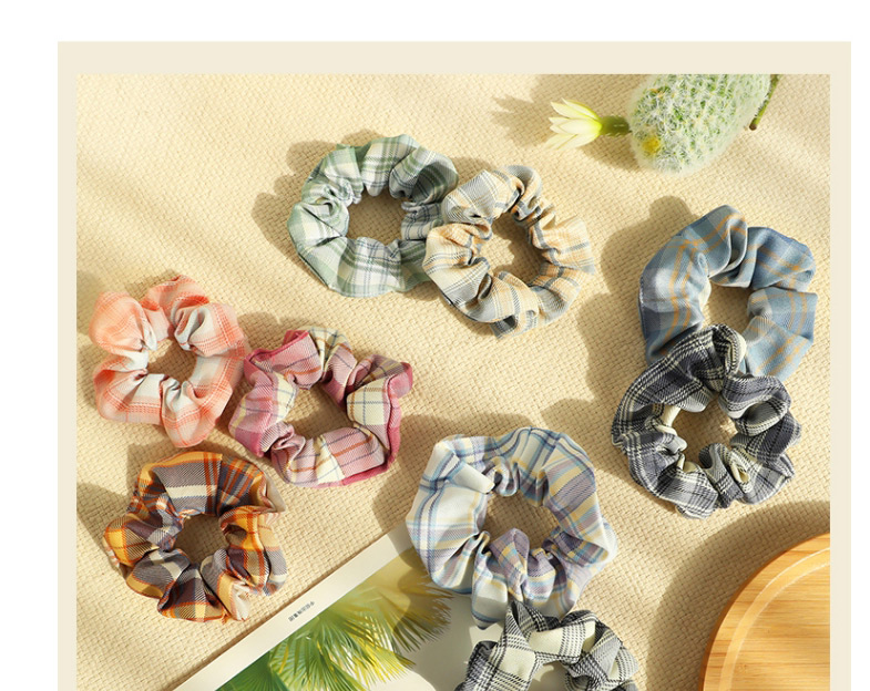 Fashion Like A Flower Like A Jade [9-piece Set] Plaid Flower Printed Fabric Large Intestine Circle Hair Rope Set,Kids Accessories