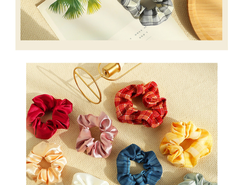 Fashion Beautiful And Beautiful [9-piece Set] Plaid Flower Printed Fabric Large Intestine Circle Hair Rope Set,Kids Accessories