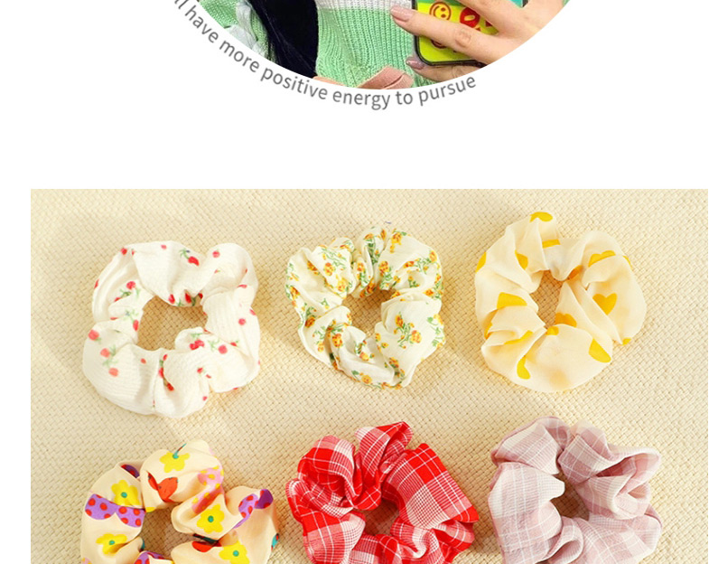 Fashion Natural Beauty [9-piece Set] Plaid Flower Printed Fabric Large Intestine Circle Hair Rope Set,Kids Accessories