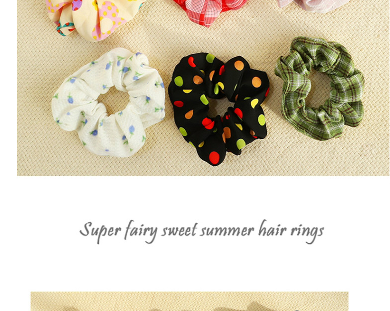 Fashion Natural Beauty [9-piece Set] Plaid Flower Printed Fabric Large Intestine Circle Hair Rope Set,Kids Accessories