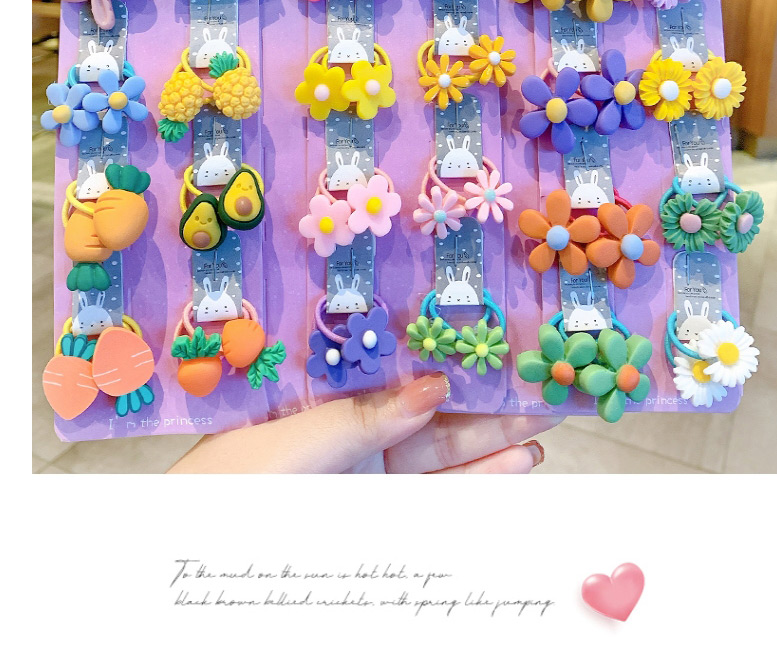 Fashion Little Bunny And Crocodile【20-piece Set】 Animal Flower Fruit Rainbow Resin Baby Hair Rope Set,Kids Accessories