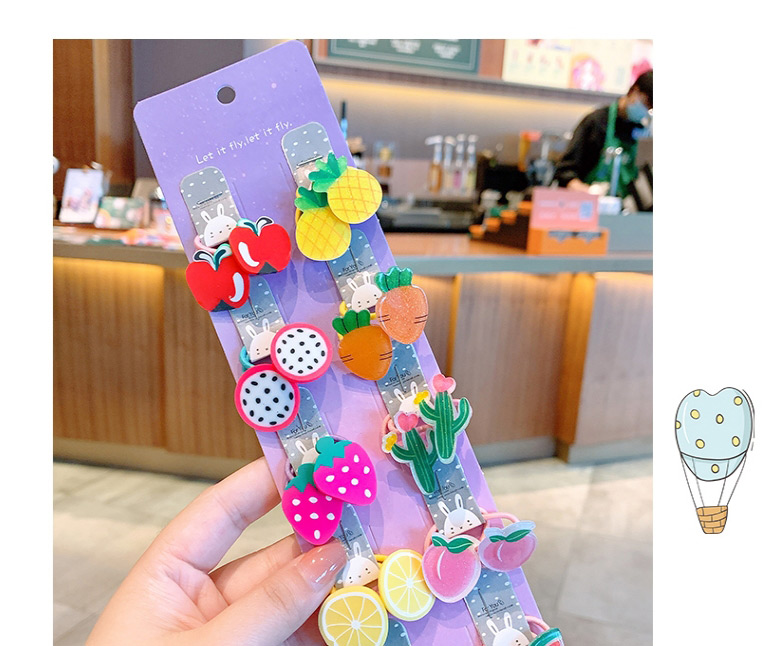 Fashion Hyuna Flower Fruit【20 Piece Set】 Animal Flower Fruit Rainbow Resin Baby Hair Rope Set,Kids Accessories