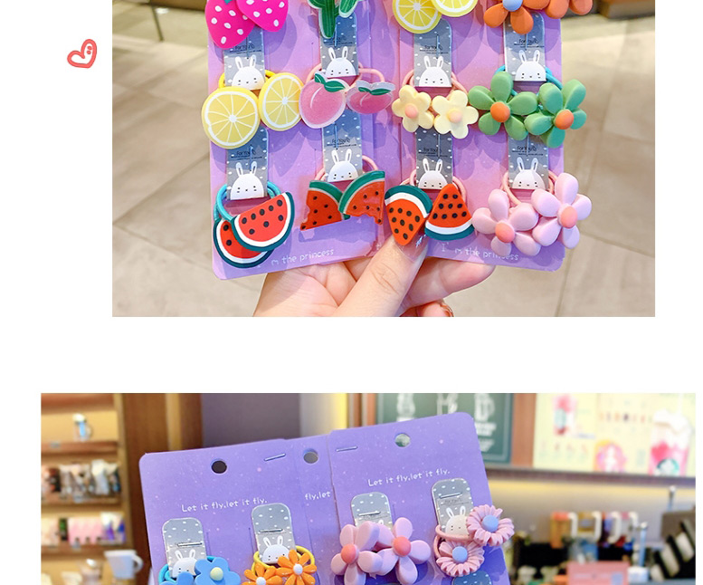 Fashion Little Crocodile Hyuna Flower [20-piece Set] Animal Flower Fruit Rainbow Resin Baby Hair Rope Set,Kids Accessories