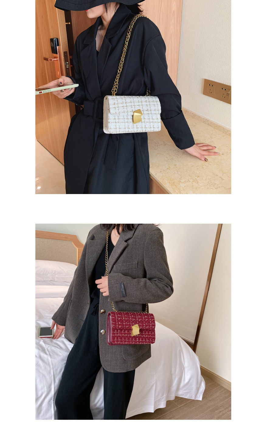 Fashion White Chain Woolen Lock Crossbody Shoulder Bag,Messenger bags