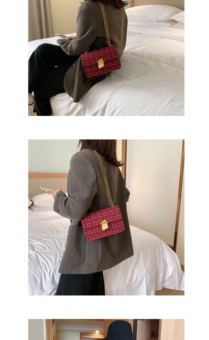 Fashion Red Chain Woolen Lock Crossbody Shoulder Bag,Messenger bags