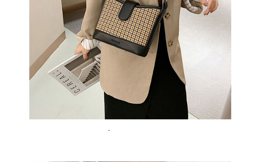 Fashion Black Plaid Stitching Crossbody Shoulder Bag,Messenger bags