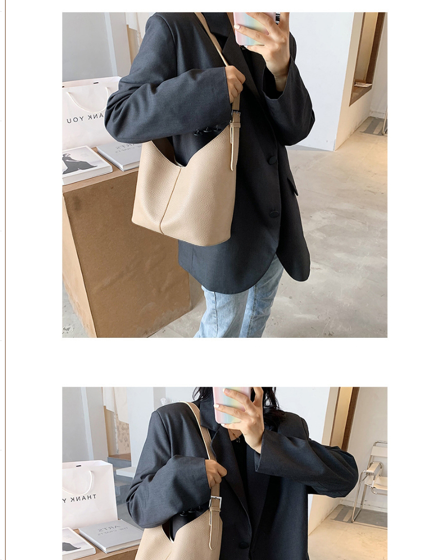 Fashion Black Solid Color Soft Leather Stitching One-shoulder Mother And Daughter Bag,Messenger bags