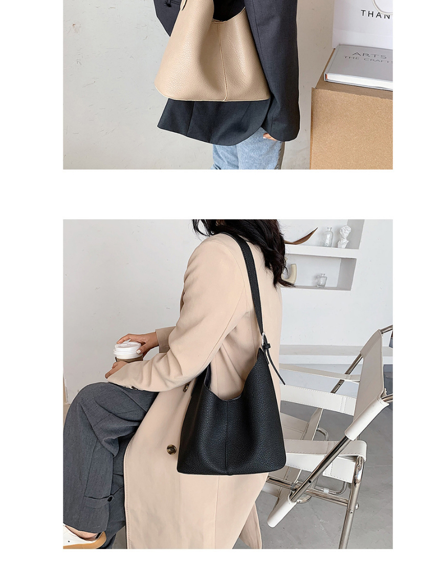 Fashion Khaki Solid Color Soft Leather Stitching One-shoulder Mother And Daughter Bag,Messenger bags