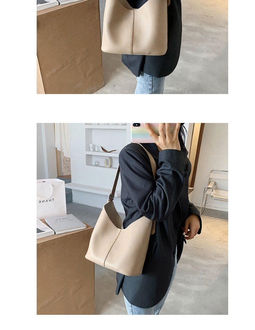Fashion Brown Solid Color Soft Leather Stitching One-shoulder Mother And Daughter Bag,Messenger bags