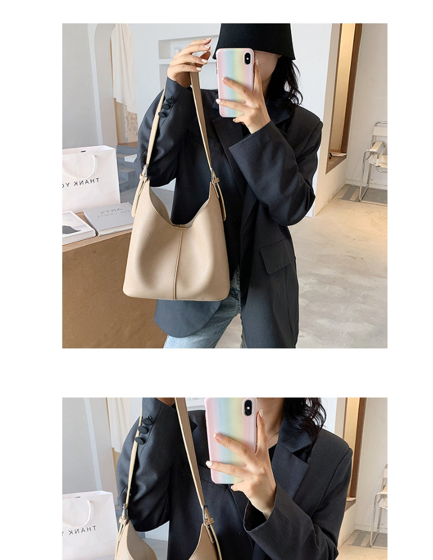 Fashion Khaki Solid Color Soft Leather Stitching One-shoulder Mother And Daughter Bag,Messenger bags