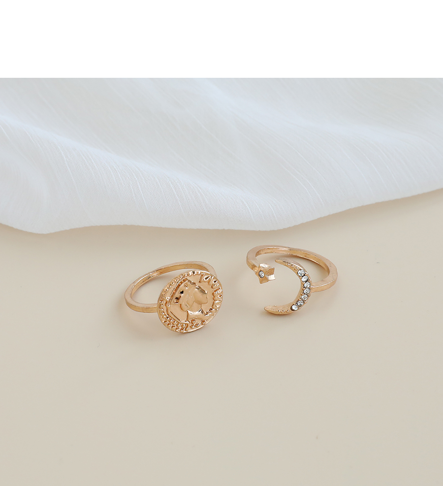 Fashion Golden Alloy Moon Love Branch Ring Set,Rings Set