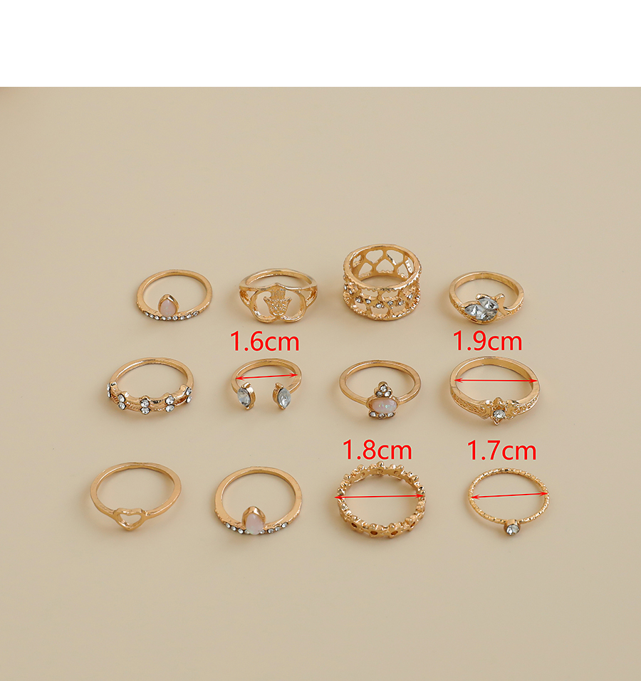 Fashion Golden Alloy Diamond Palm Love Ring Set,Rings Set