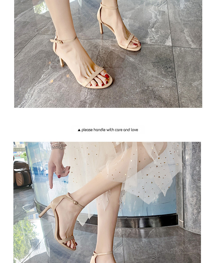 Fashion Creamy-white High Heel Round Toe Buckle Round Toe Open Toe Sandals,Slippers