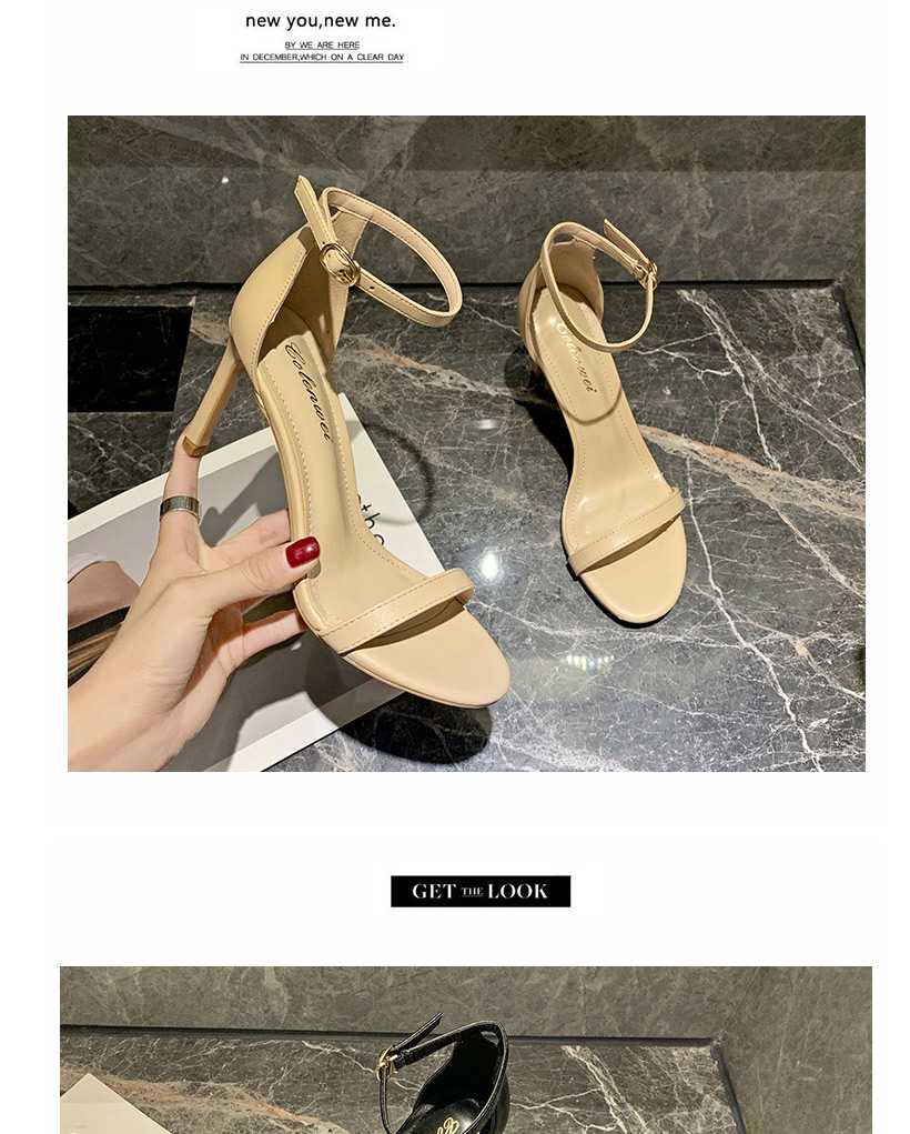 Fashion Creamy-white High Heel Round Toe Buckle Round Toe Open Toe Sandals,Slippers