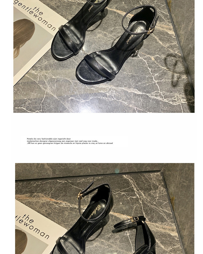 Fashion Black High Heel Round Toe Buckle Round Toe Open Toe Sandals,Slippers