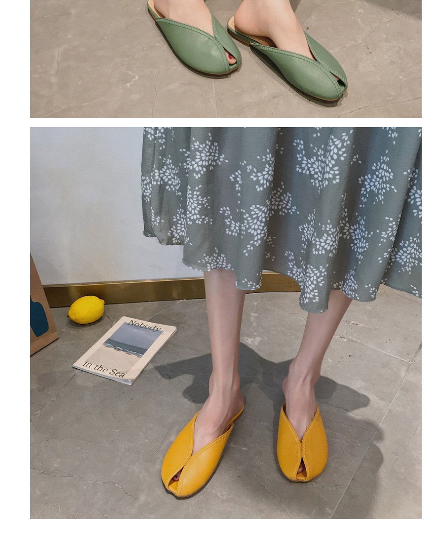 Fashion Green Baotou Fish Mouth Hollow Half Slippers,Slippers