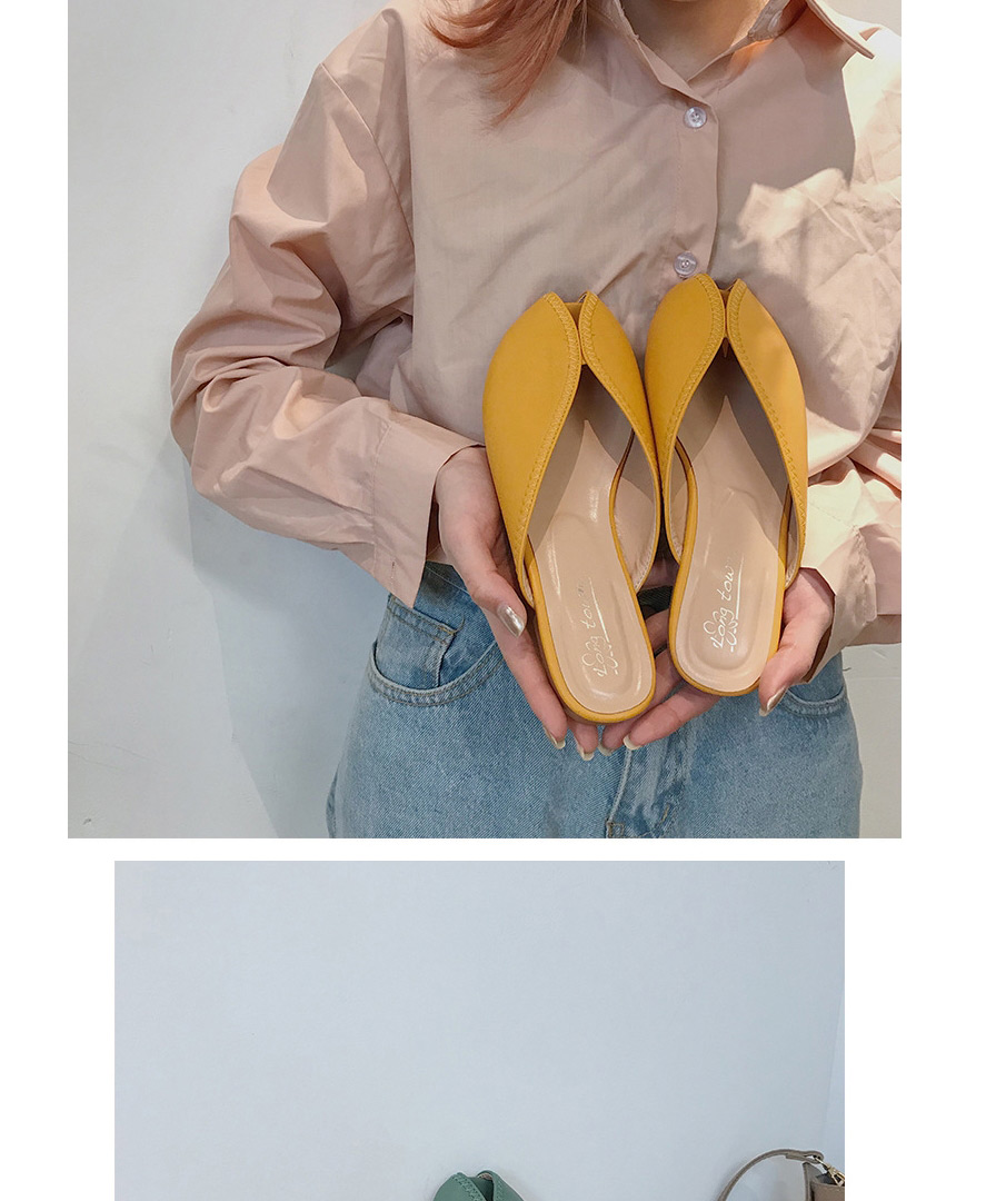 Fashion Yellow Baotou Fish Mouth Hollow Half Slippers,Slippers