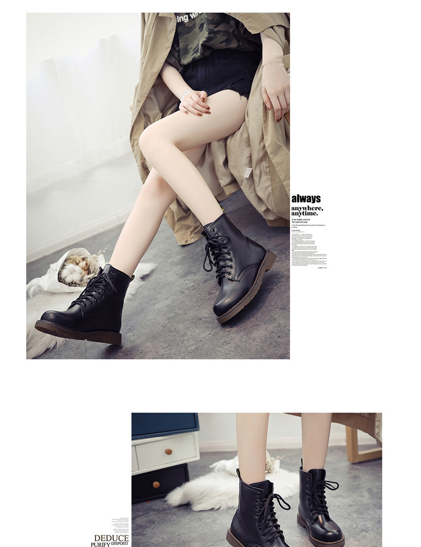 Fashion Black (cotton) Martin Boots With Thick Heel And Tendon,Slippers