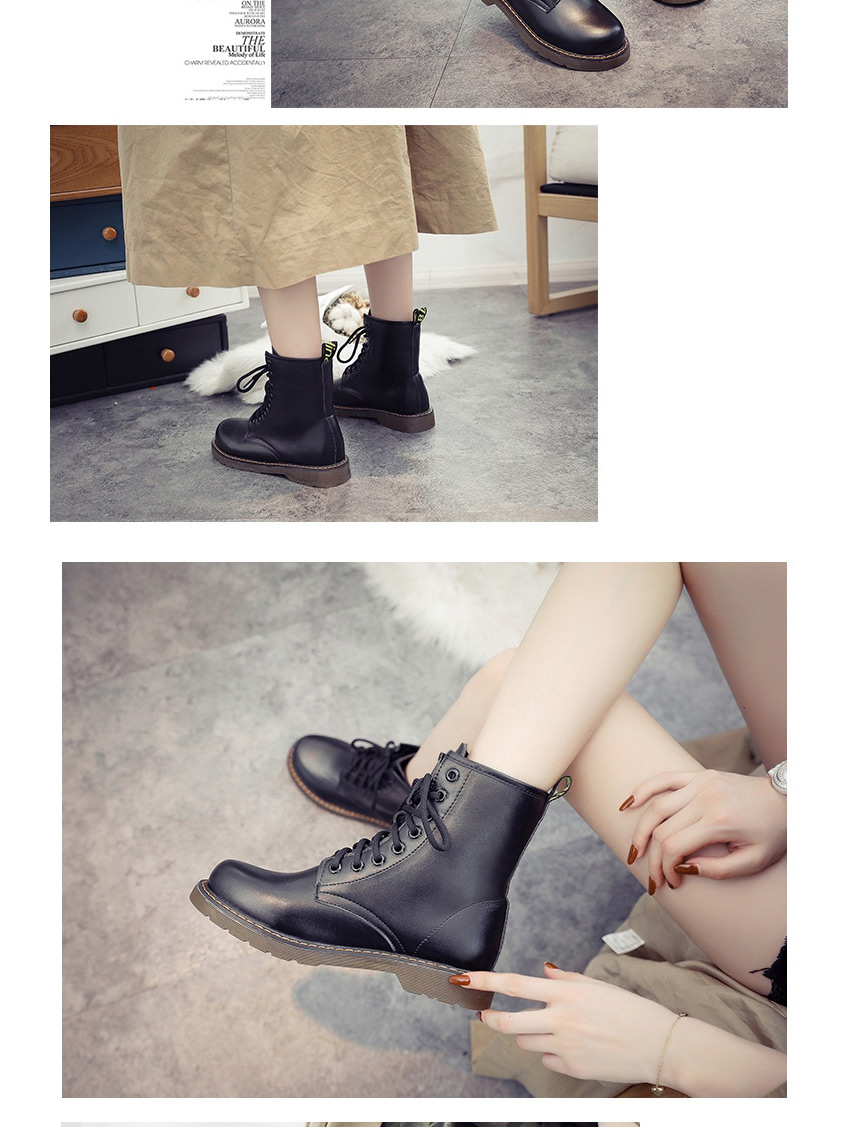 Fashion Black (cotton) Martin Boots With Thick Heel And Tendon,Slippers