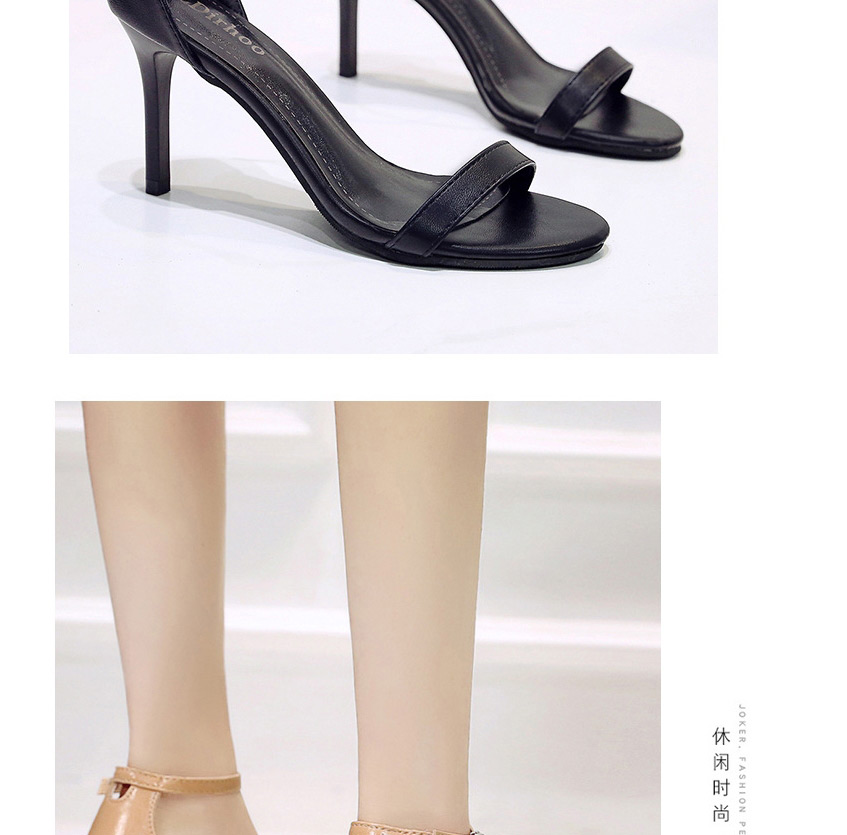 Fashion Apricot 6cm Buckle Strap High Stiletto Heel Round Toe Open Toe Sandals,Slippers