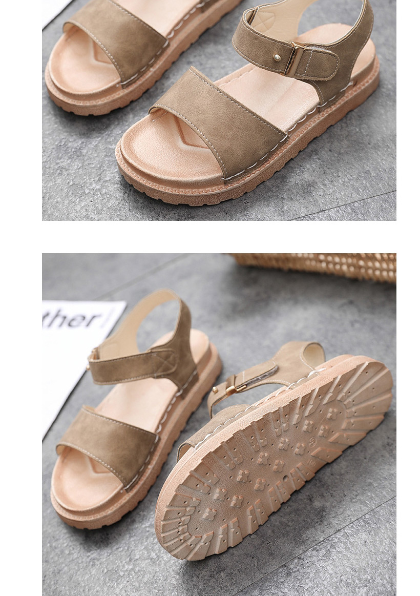 Fashion Creamy-white Round Toe Open Toe Flat Sandals,Slippers