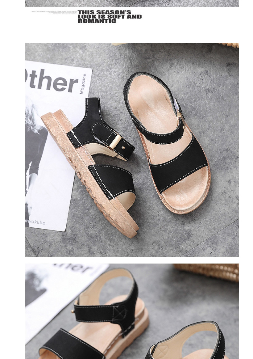 Fashion Khaki Round Toe Open Toe Flat Sandals,Slippers