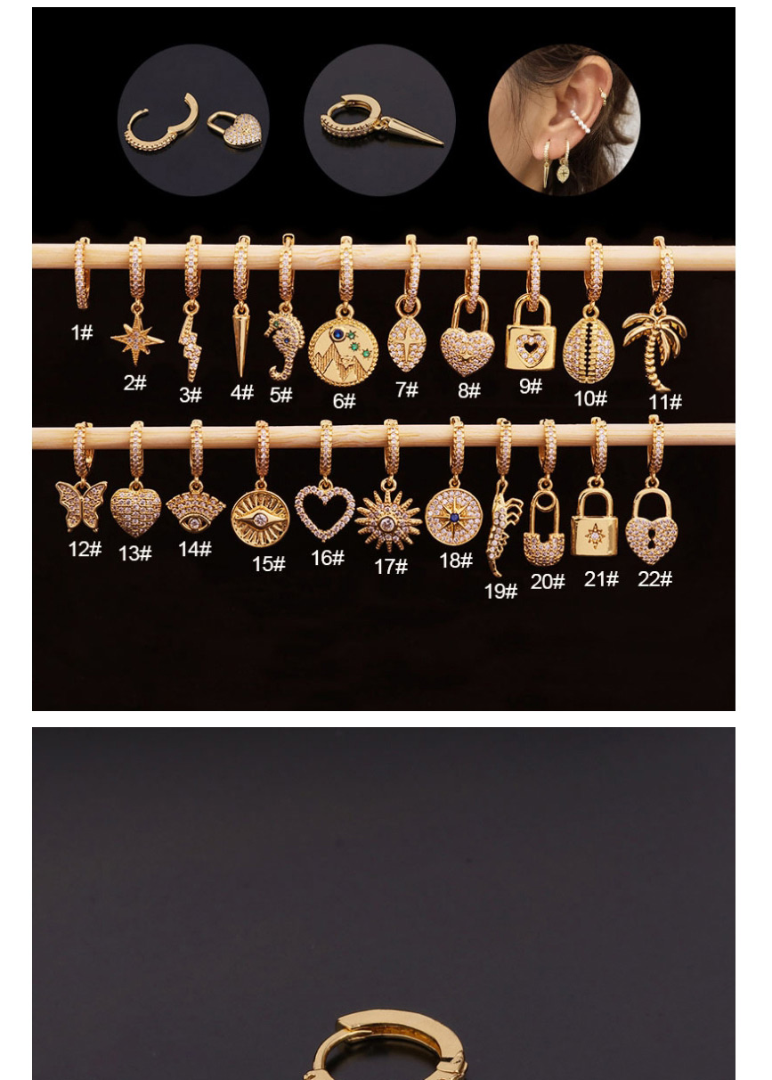 Fashion 15#gold Micro-inlaid Zircon Love Geometric Stainless Steel Round Earrings,Earrings