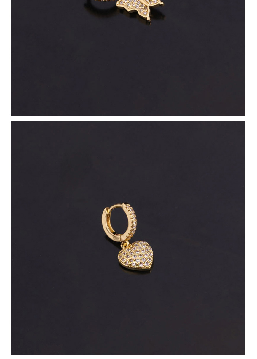 Fashion 4#gold Micro-inlaid Zircon Love Geometric Stainless Steel Round Earrings,Earrings
