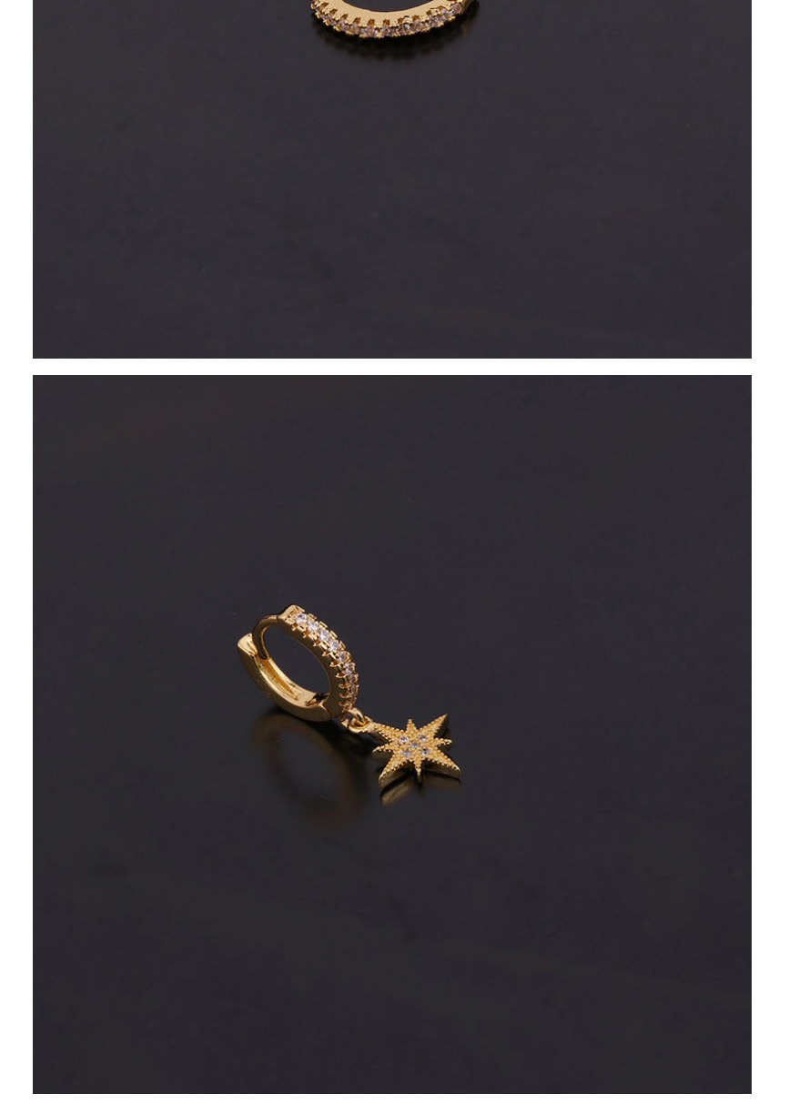 Fashion 13#gold Micro-inlaid Zircon Love Geometric Stainless Steel Round Earrings,Earrings