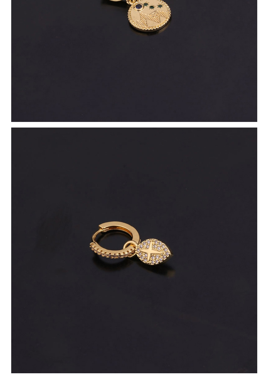 Fashion 22#gold Micro-inlaid Zircon Love Geometric Stainless Steel Round Earrings,Earrings