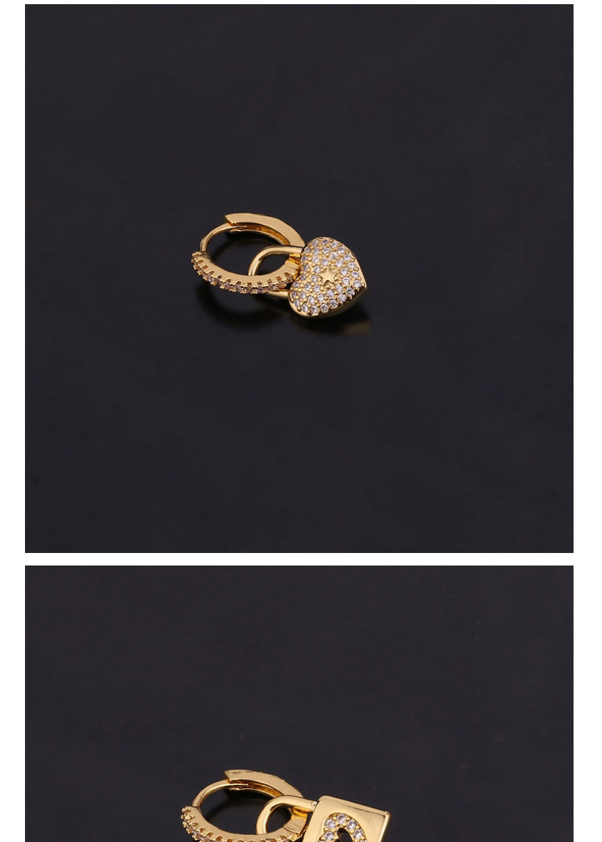 Fashion 1#gold Micro-inlaid Zircon Love Geometric Stainless Steel Round Earrings,Earrings