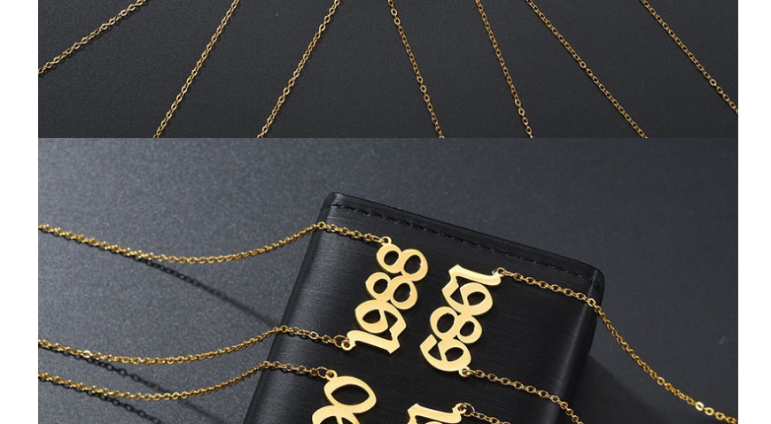 Fashion 1980-gold Stainless Steel Year Number Hollow Necklace,Necklaces