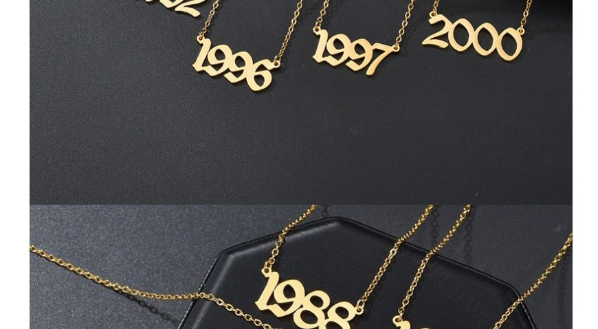 Fashion 1985-gold Stainless Steel Year Number Hollow Necklace,Necklaces