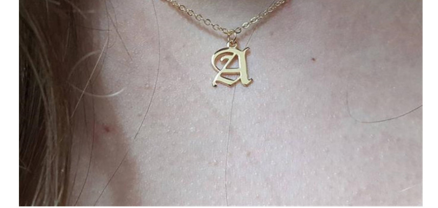 Fashion Rose Gold Color F Stainless Steel Ancient English Letter Hollow Necklace,Necklaces